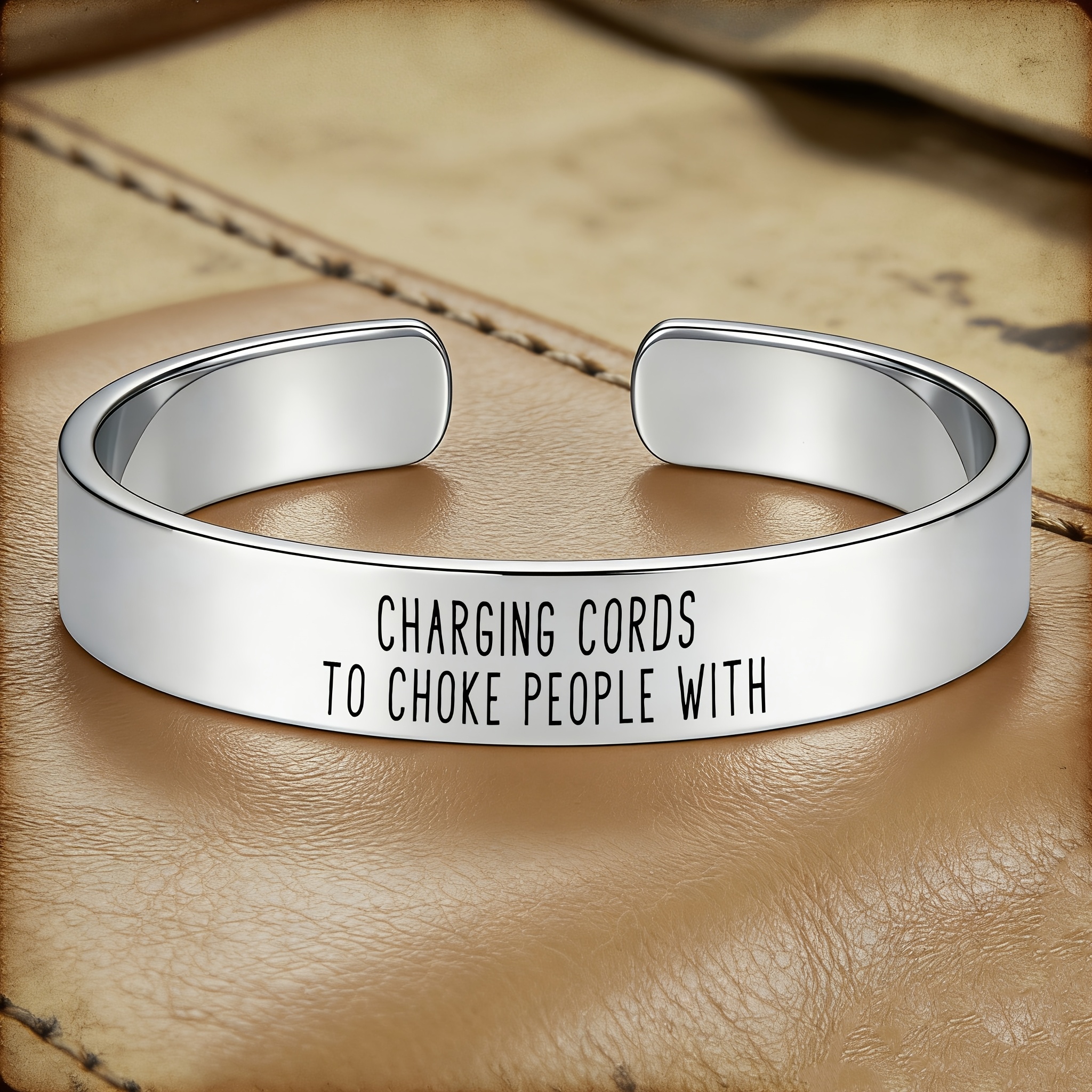 Funny 304 Stainless Steel Open Bracelet with Humorous Design
